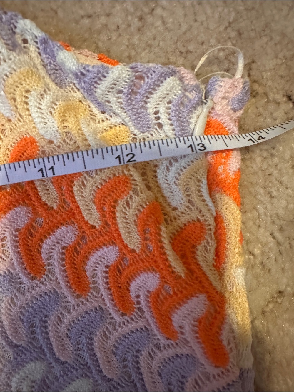 One-Shoulder Crochet Bodycon Dress in Orange, Lavender & Cream NWT Small - Picture 3 of 9